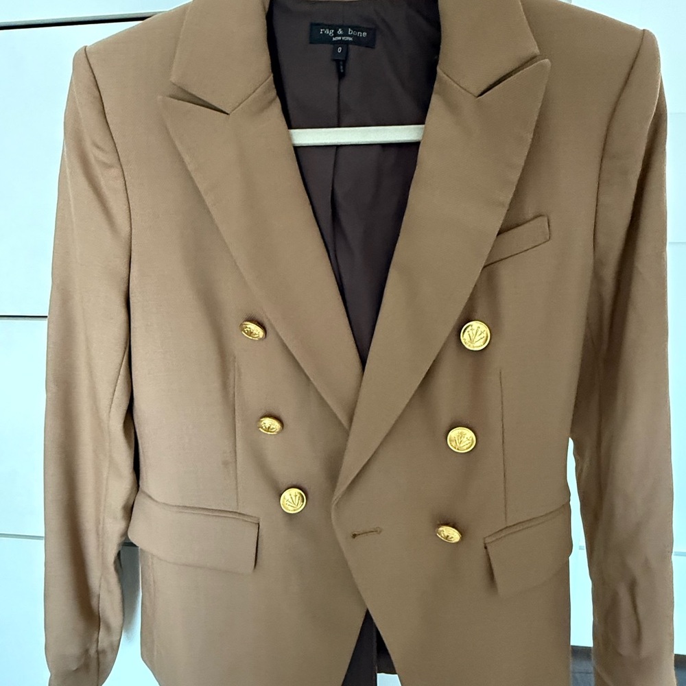 Rag & Bone Camel Blazer with Gold Buttons